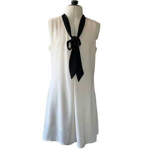 Y2K Vintage White Sleeveless Tie Neck Dress, Size XS